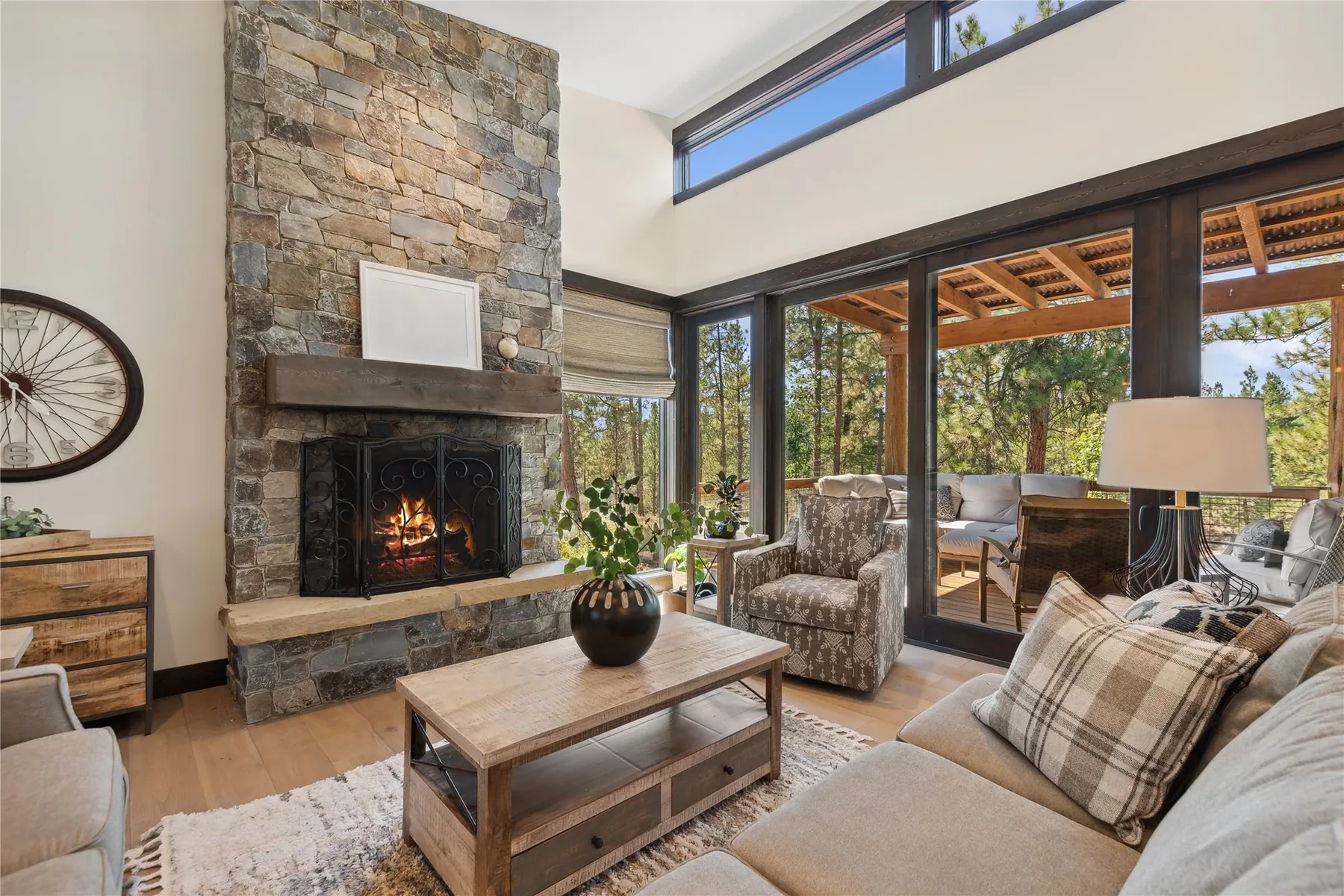Fireplace & Glass Wall